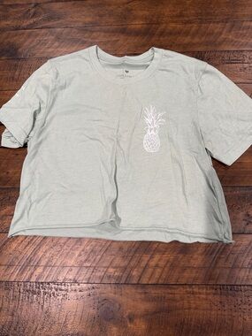 Love Tree Sage Green Pineapple Crop Top